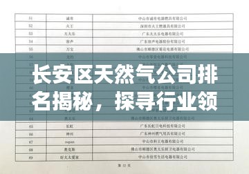 长安区天然气公司排名揭秘，探寻行业领军者