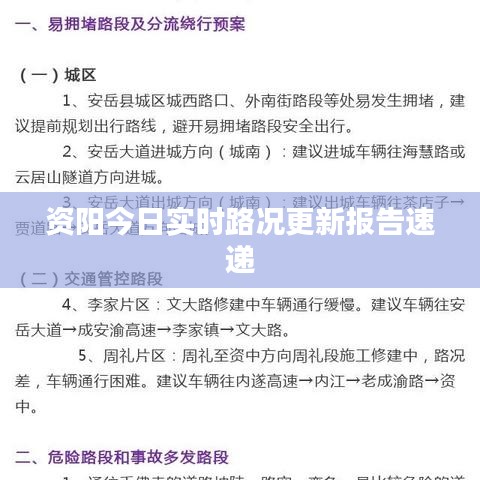 资阳今日实时路况更新报告速递
