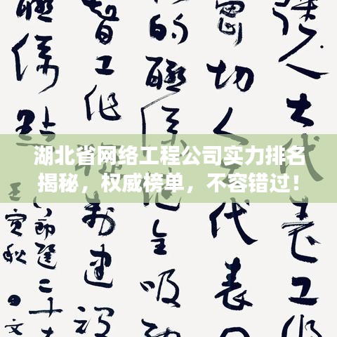 湖北省网络工程公司实力排名揭秘，权威榜单，不容错过！
