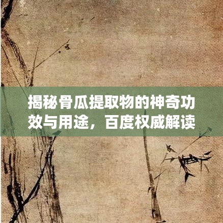 揭秘骨瓜提取物的神奇功效与用途，百度权威解读！
