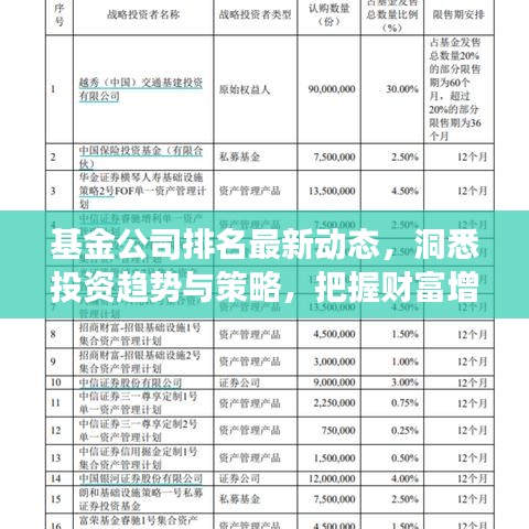 基金公司排名最新动态，洞悉投资趋势与策略，把握财富增长先机