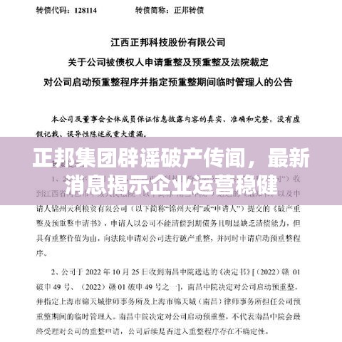 正邦集团辟谣破产传闻，最新消息揭示企业运营稳健