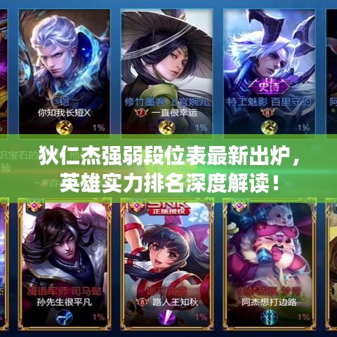 狄仁杰强弱段位表最新出炉，英雄实力排名深度解读！