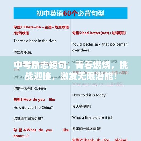 中考励志短句，青春燃烧，挑战迎接，激发无限潜能！