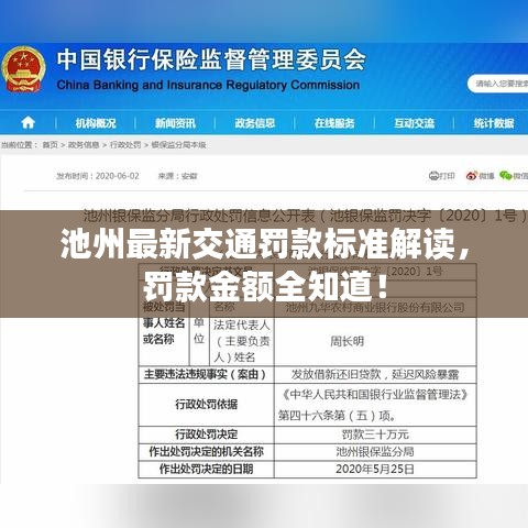 池州最新交通罚款标准解读，罚款金额全知道！