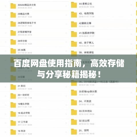 百度网盘使用指南，高效存储与分享秘籍揭秘！