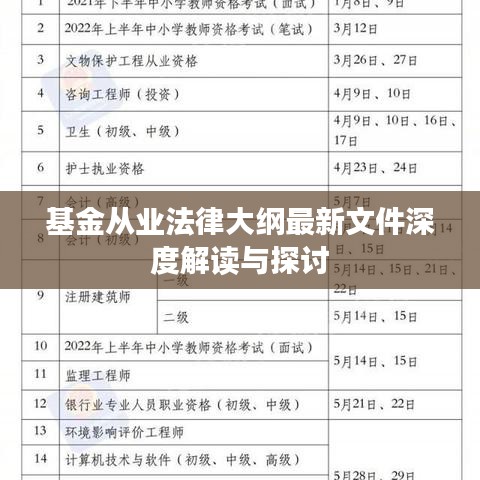 基金从业法律大纲最新文件深度解读与探讨