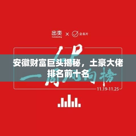 安徽财富巨头揭秘，土豪大佬排名前十名
